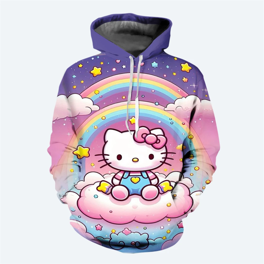 New Hello Kitty Girls 3D Printed Hoodie Cute Novel Fashion Children's Hoodie Boys Girls Street Casual Style Hoodie Spring Autumn