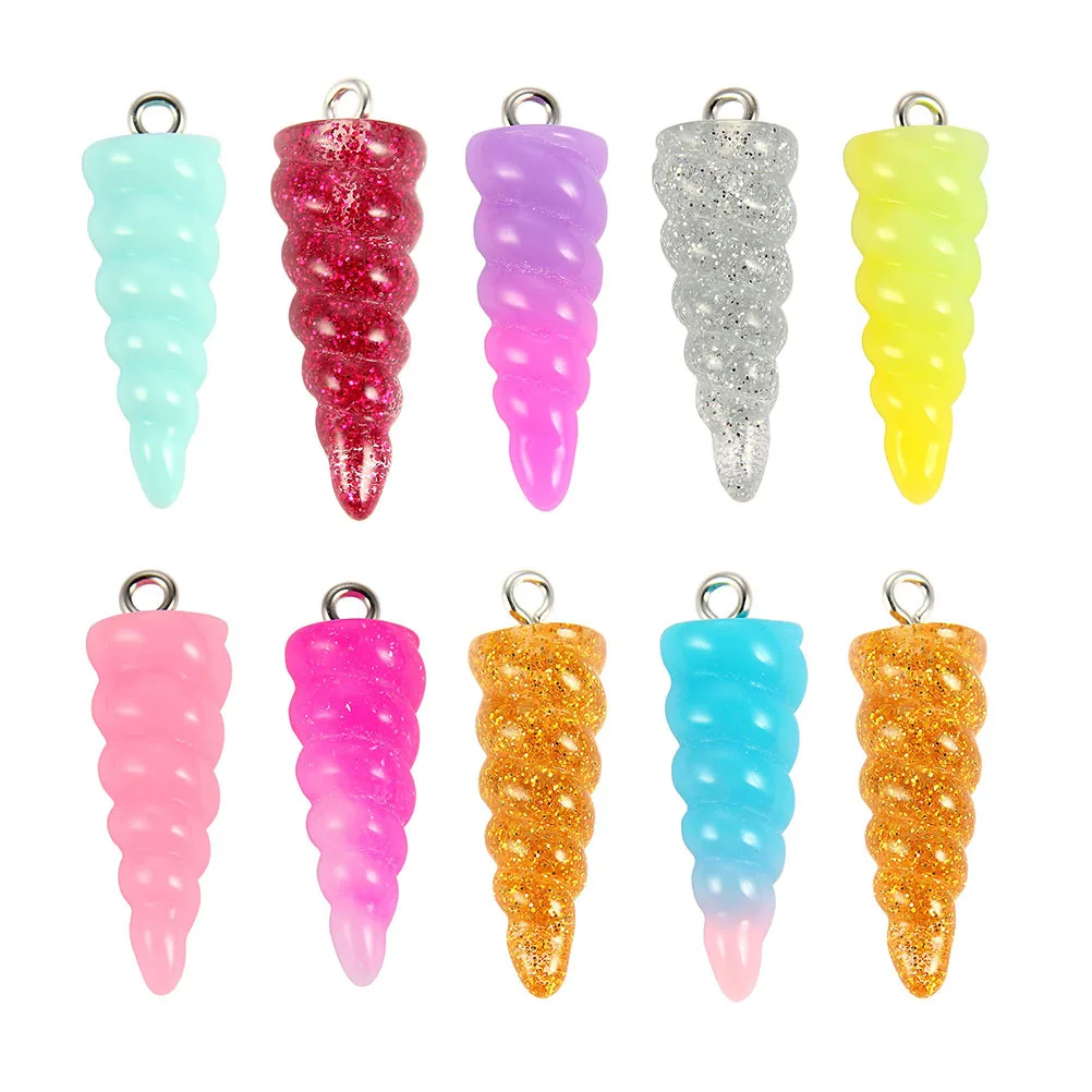

20pcs Unicorn Pendant Resin Horn Charm Diy Jewelry Making Craft Accessories For Necklace Bracelet Keychain Scrapbooking Decor