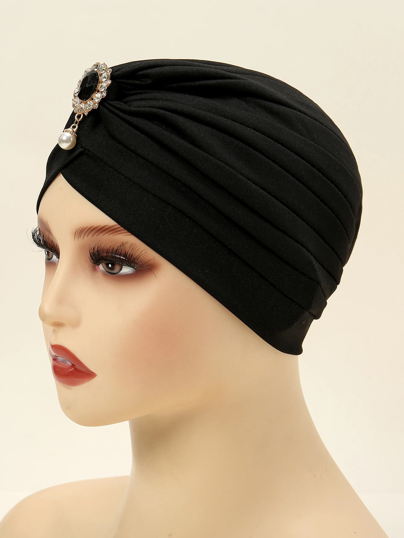 Female Pendant Soft Muslim Hijab Solid Color Diamond Headband With High Quality Summer Sun Protection Undercap