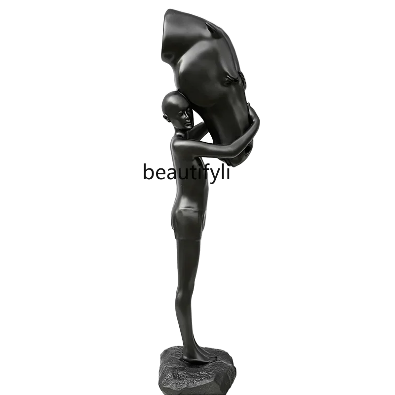 

LJYHorsehead man landing large ornament villa creative soft decoration artwork landscape figure sculpture