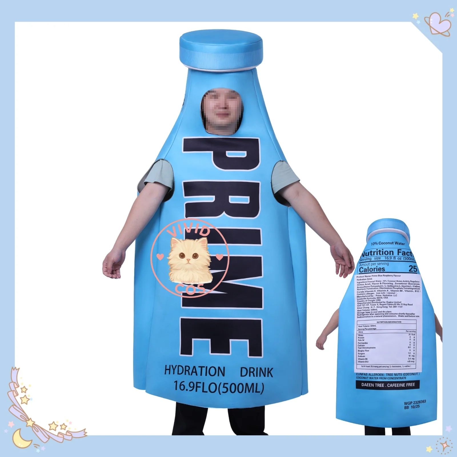 

Funny Prank Performance Halloween Party Show Jumpsuit Beverage Bottle Cosplay Costume Quirky Blue Clothing Set Role-playing Suit
