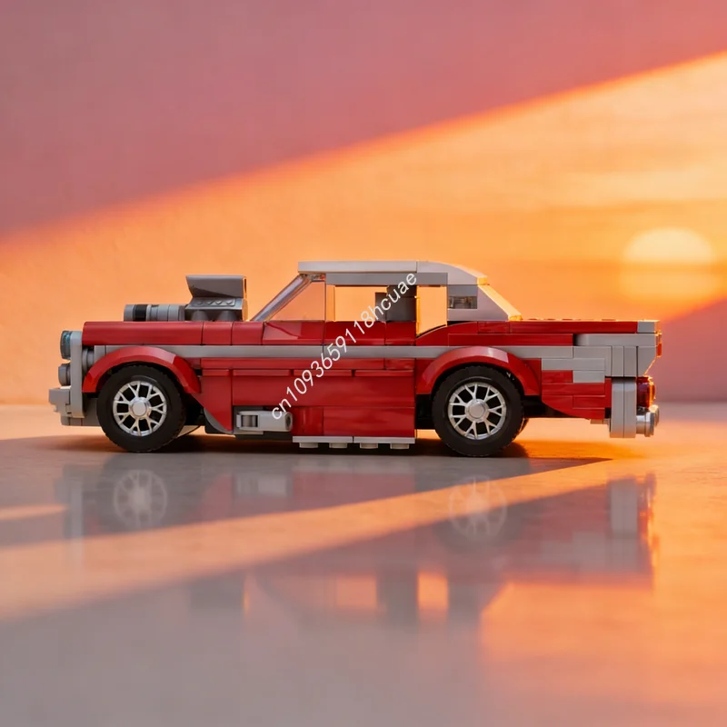 

292 детали MOC Ретро-гоночный автомобиль «Городские чемпионы», конструктор, архитектурная модель, развивающая игрушка, креативный подарок на Рождество