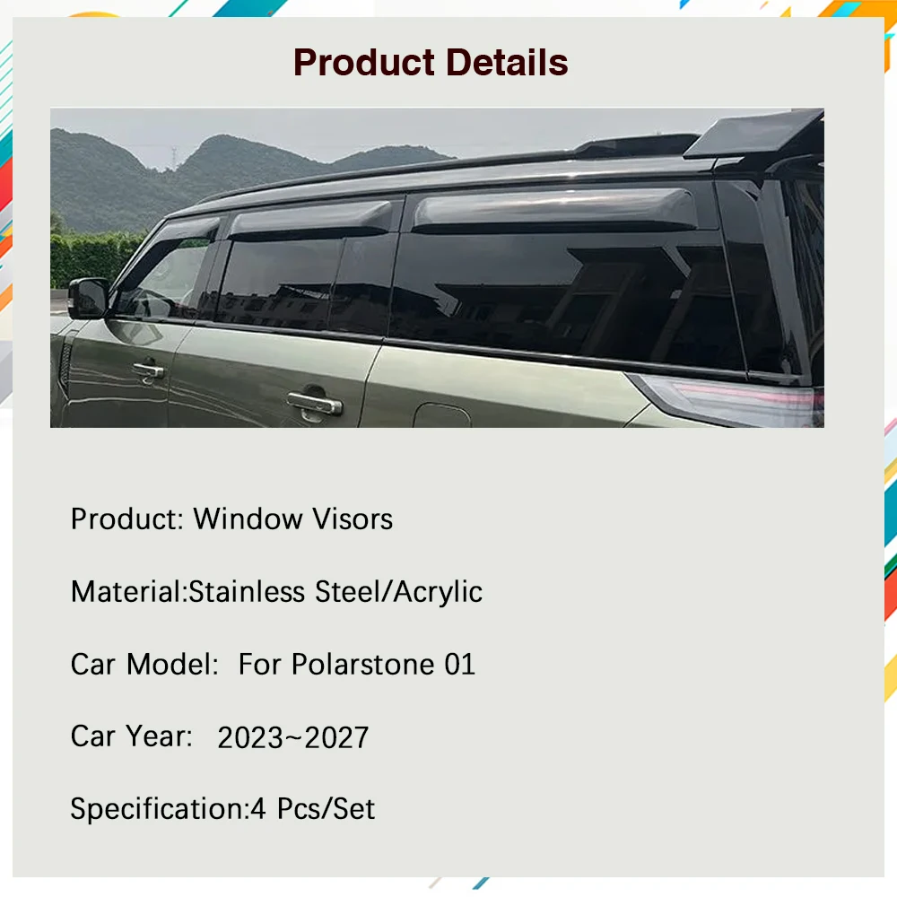 Car Windshields Fit For Polar Stone 01 Polarstone 01 ROX 2023~2027 Sun Rain Window Visors Rain Guard Trim Cover Auto Accessories