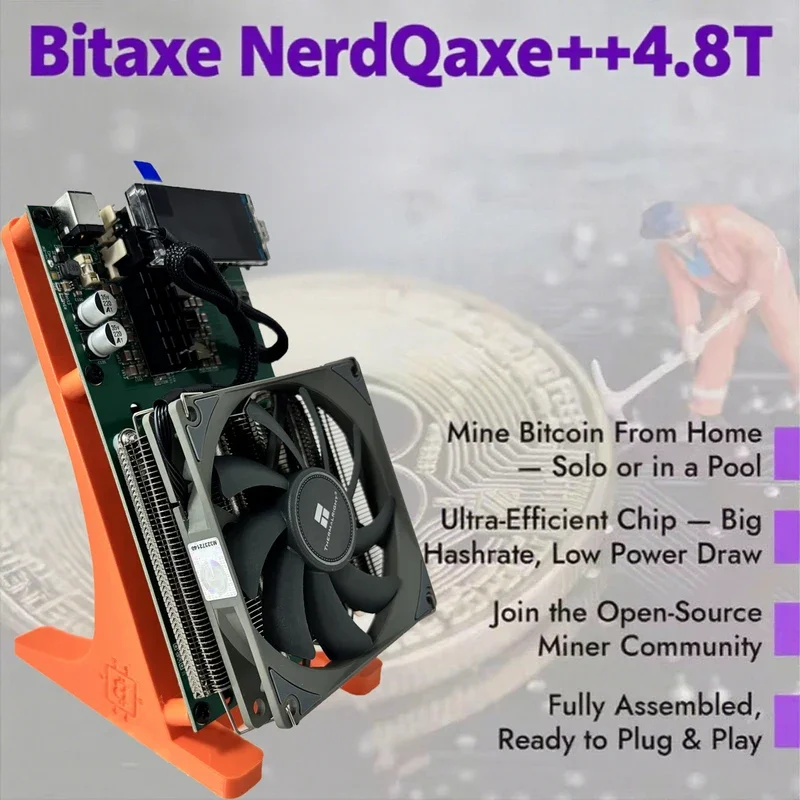 

Bitaxe NerdQaxe++ 4.8T ASIC-майнер для лотерейного биткойн-майнинга | Майнер SHA256 Solo мощностью 76 Вт