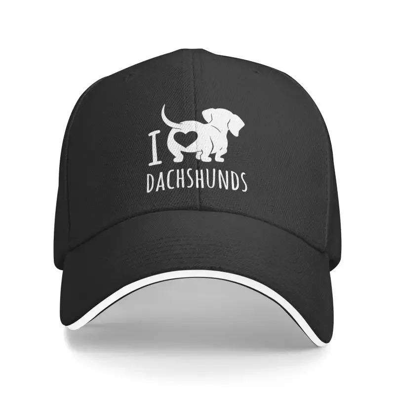 Custom I Love Dachshunds Baseball Cap Hip Hop Women Men's Adjustable Badger Sausage Wiener Dog Dad Hat Summer