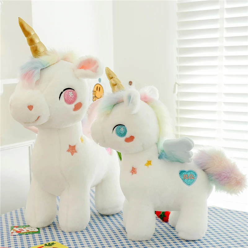 25/40/55cm Cute Dream Unicorn Peluche Toys Kawaii Unicorn with Wing Dolls Lovely Horse Stuffed Soft Animal Pillow