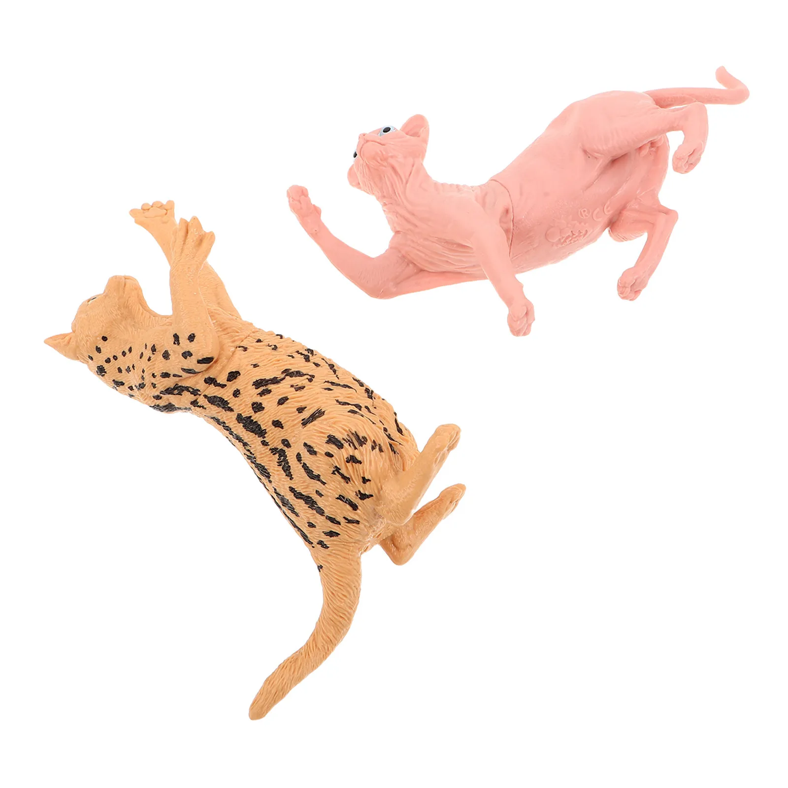 

2Pcs Realistic Cat Simulation Animals Hairless Leopard Cat Home Decor Miniature Desktop Ornaments for Interactive Play