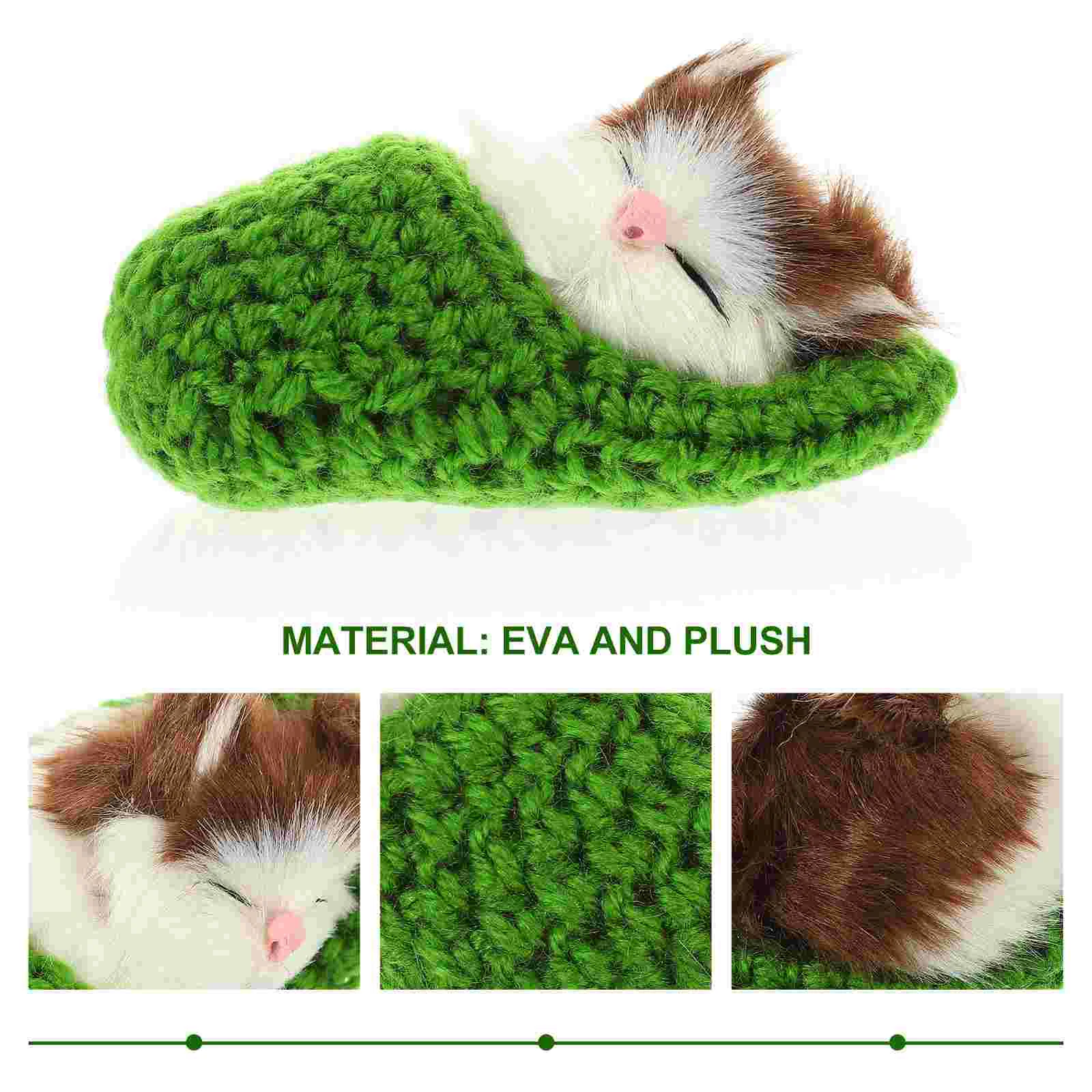 

Meows Sounds Decor Hand Toy Mini Kitten Shoe House Sleeping Cat Slipper Animal