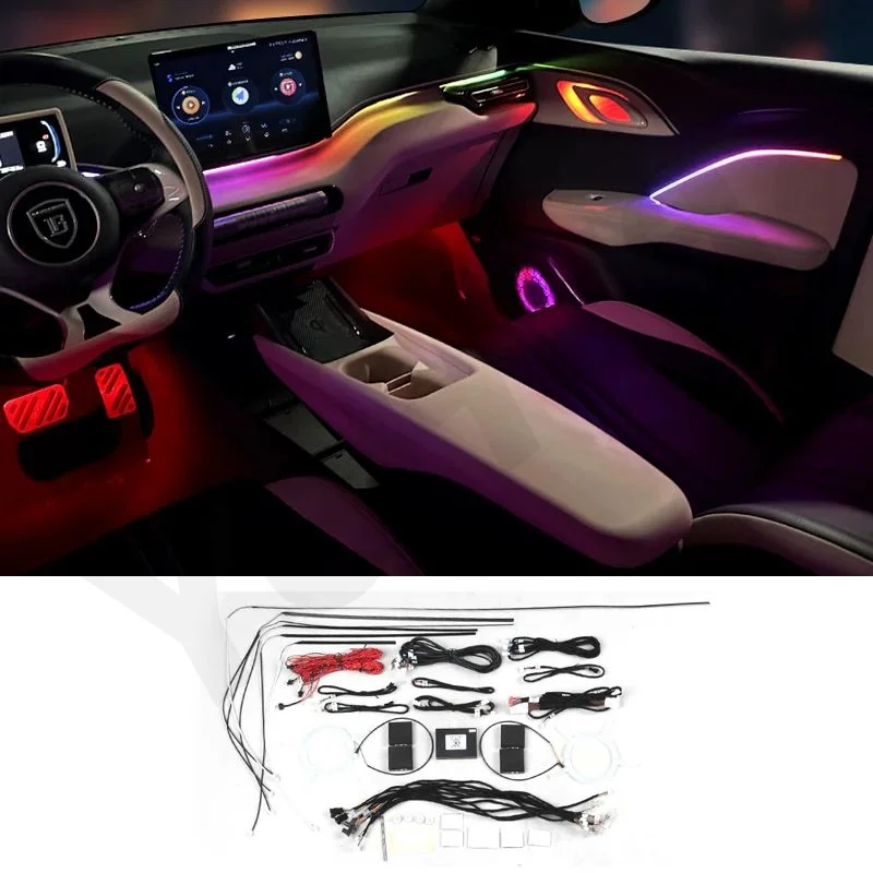 

Полноцветные ленты для BYD Seagull 2023-2024, автомобильные окружающие огни RGB, 64 цвета, универсальные искусственные внутренние скрытые ленты, лампа