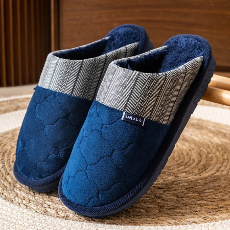 

plus Size 48-50 Men's Fur Slippers Winter Home Comfortable Flat Bedroom Furry Slides Fashionable Men's Footwear