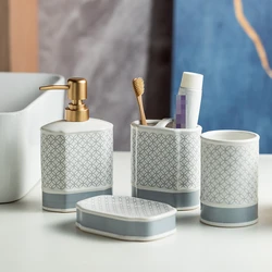 1pc Ceramic Bathroom Four Piece Set Home Wash Set Sample Room Hotel Supplies Shower Gel Bottle Wedding Gift Toothbrush Holder