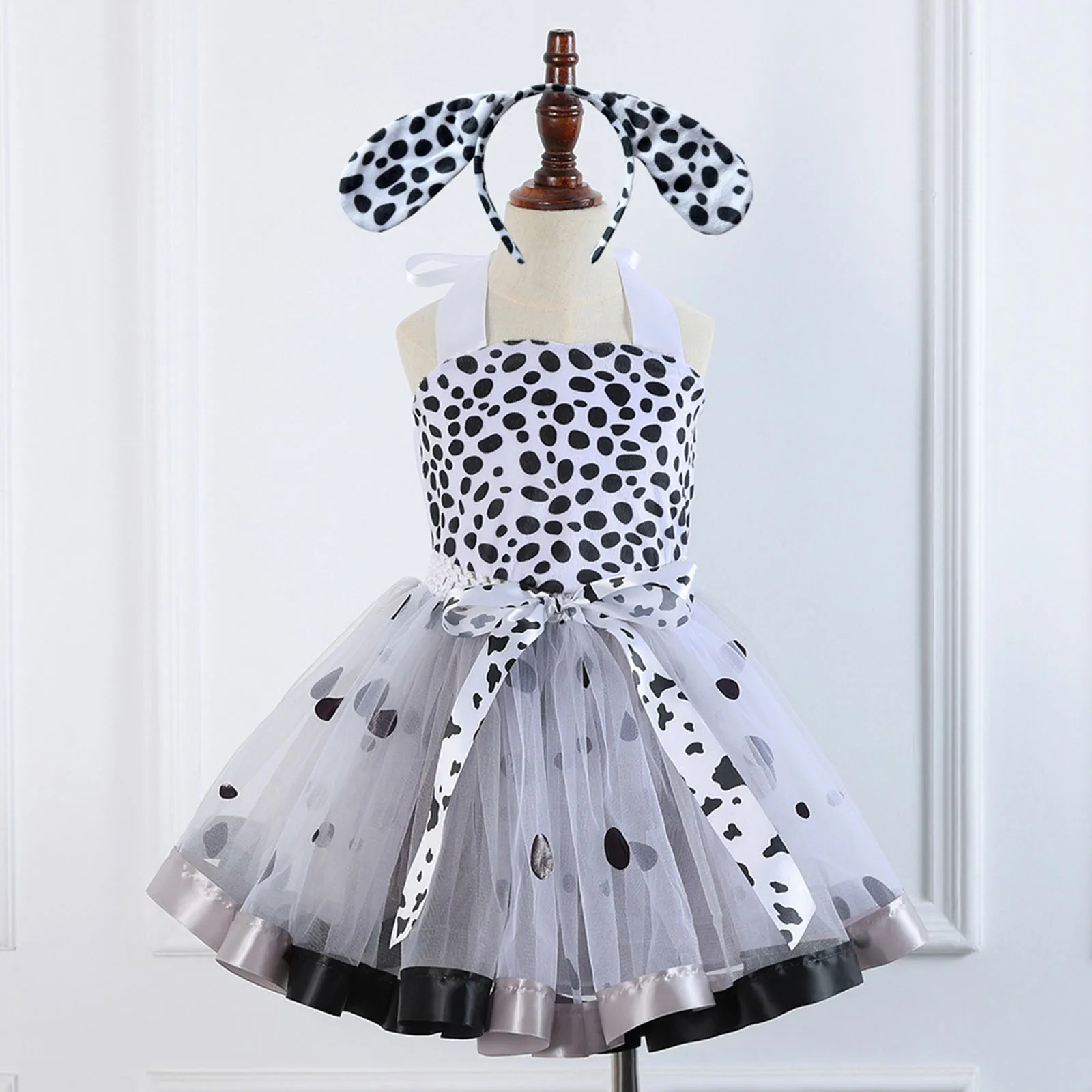 Child Girls Dot Prints Pageant Dress Cosplay Costume for Children Tutu Dresses Performance Dance Sets Cute Kid Festival Vestidos