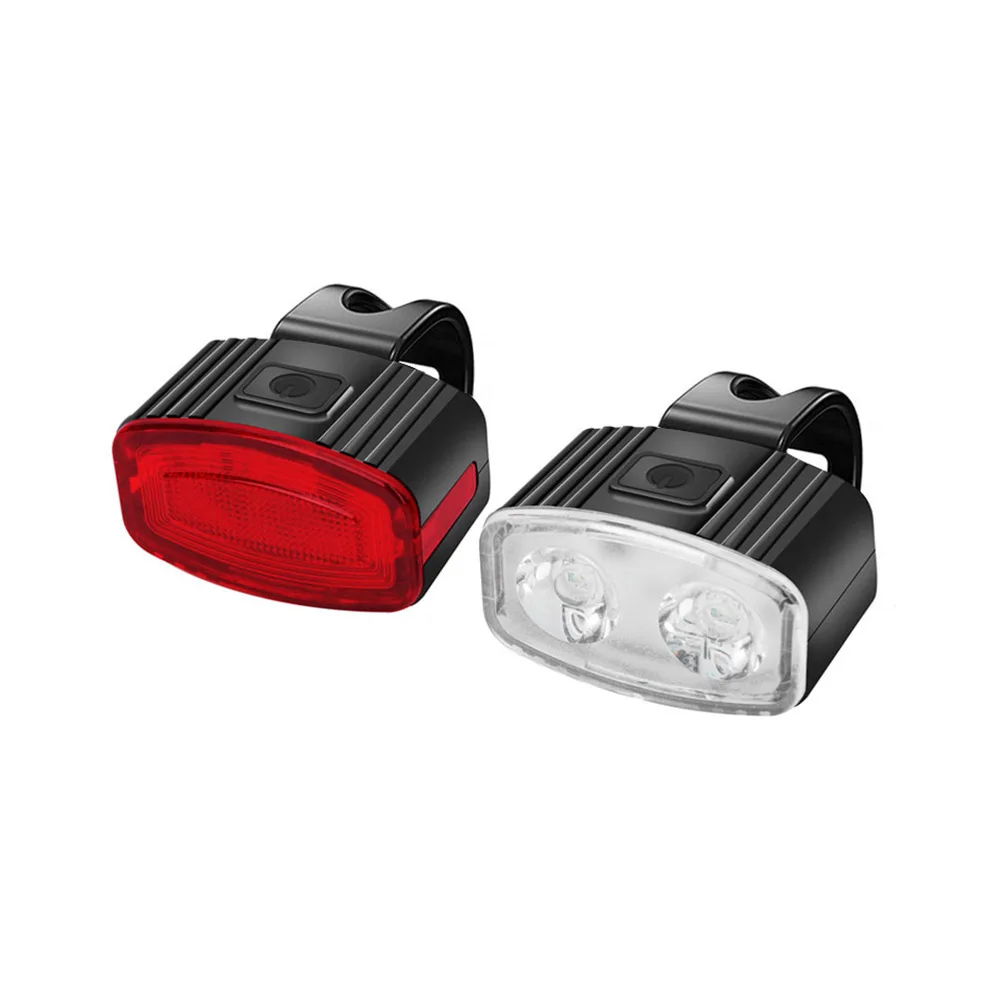 USB Rechargeable Waterproof Bicycle Front & Rear LED Light Set Night Cycling Safety Lights