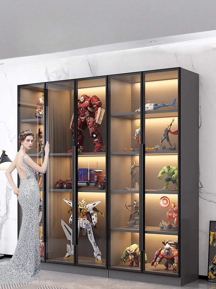 Glass door display cabinet product display toy storage household model figure building block ornament bookcase wine cabinet