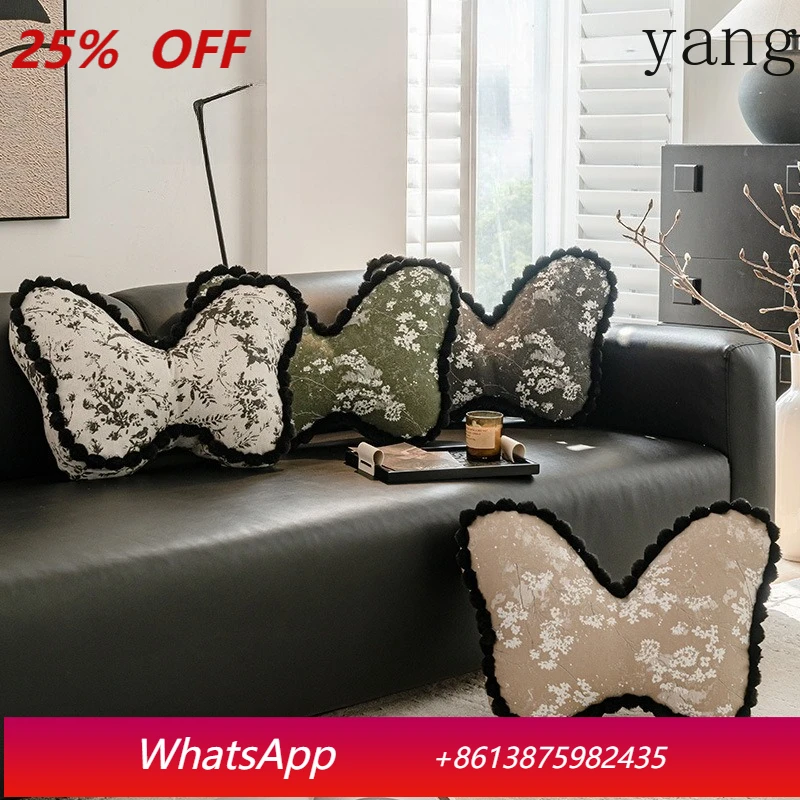 

LTT French Vintage Butterfly Throw Pillow Bedroom Pillow Living Room Sofa Decorative Cushion