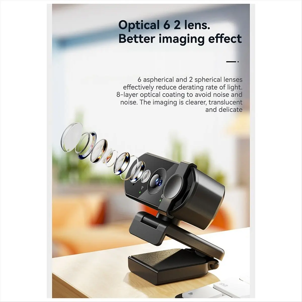 كاميرا ويب عالية الدقة 1080 بكسل للكمبيوتر المحمول والتركيز التلقائي كاميرا ويب بث مباشر مرنة مع ميكروفون للبث المباشر لمكالمات الفيديو 1080 بكسل #6