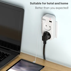 1pcs European Plug Conversion Plug Multifunctional Socket Portable Dual USB Port German French Russian Universal Socket White