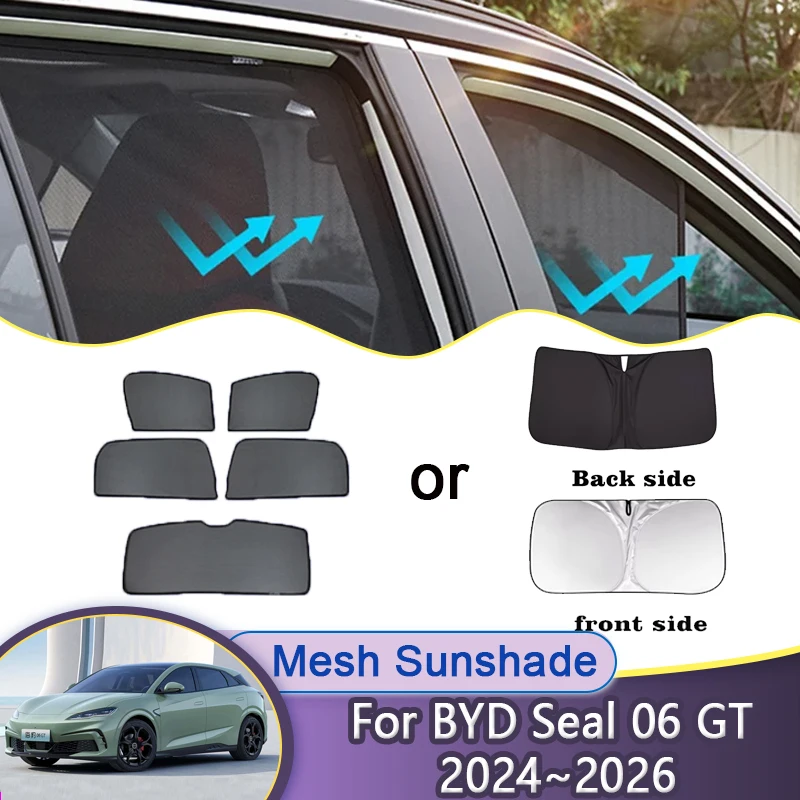 

For BYD Seal 06 GT 2024 2025 2026 Car Mesh Visor Sunshade Window Privacy Curtains Sun Protection Shades Shield Auto Accessories