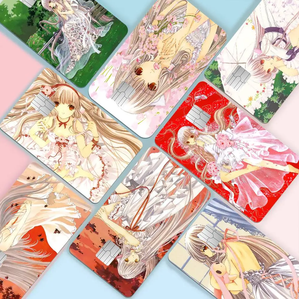 Anime C-Chobits Kawaii Girl Cute Cartoon Credit Card Skin Stickers For Bank Card Bus Metro Card Sticker Waterproof Women Gift