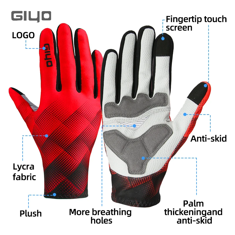 Bicycle Winter Thermal Full Finger Gloves MTB Road Bike Touch Screen Anti-skid Gloves Cycling Breathable Keep Warm Mittens