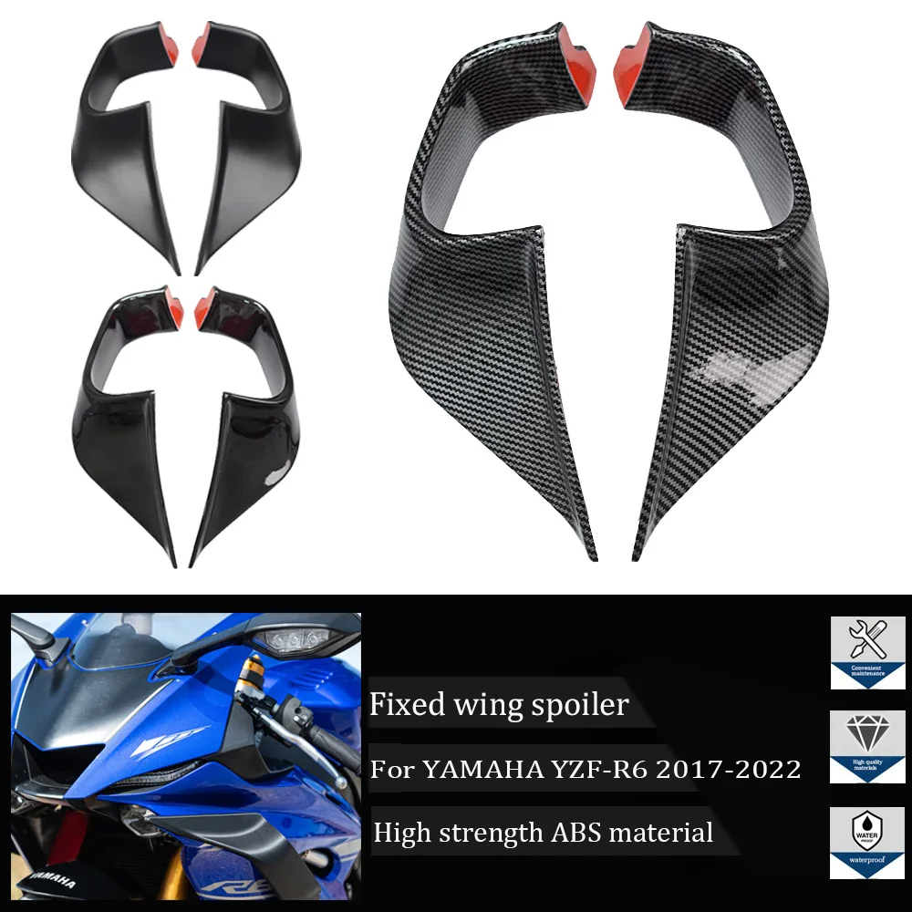 

Motorcycle Front Fixed Wing Spoiler For YAMAHA YZF-R6 YZFR6 2017-2022 Aerodynamic Aileron Side Winglets windshield wing Fairing