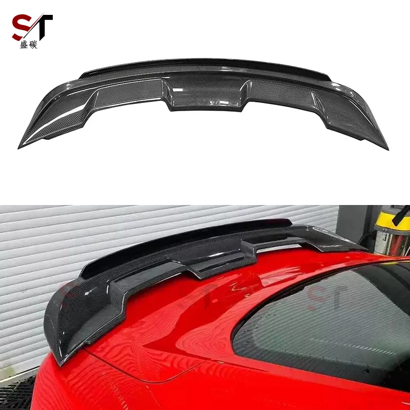 

Подходит для Ford Mustang, хвост из углеродного волокна GT500S, двойной спойлер с фиксированным ветровым крылом, аксессуары для модернизации