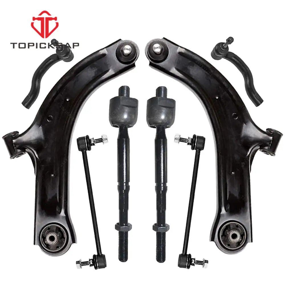 

TOPICKSAP 8pcs Front Lower Control Arm Ball Joint Inner Outer Tie Rod Sway Bar Kits for Nissan Cube Versa 2007 - 2013 54500EL000