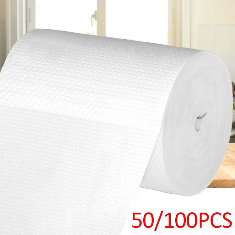 100/50pcs/roll Disposable Rags Non-woven Dishcloths Home Kitchen Roller Cleaning Cloths Lazy Rag Absorbent Towels Cleaner Wipes