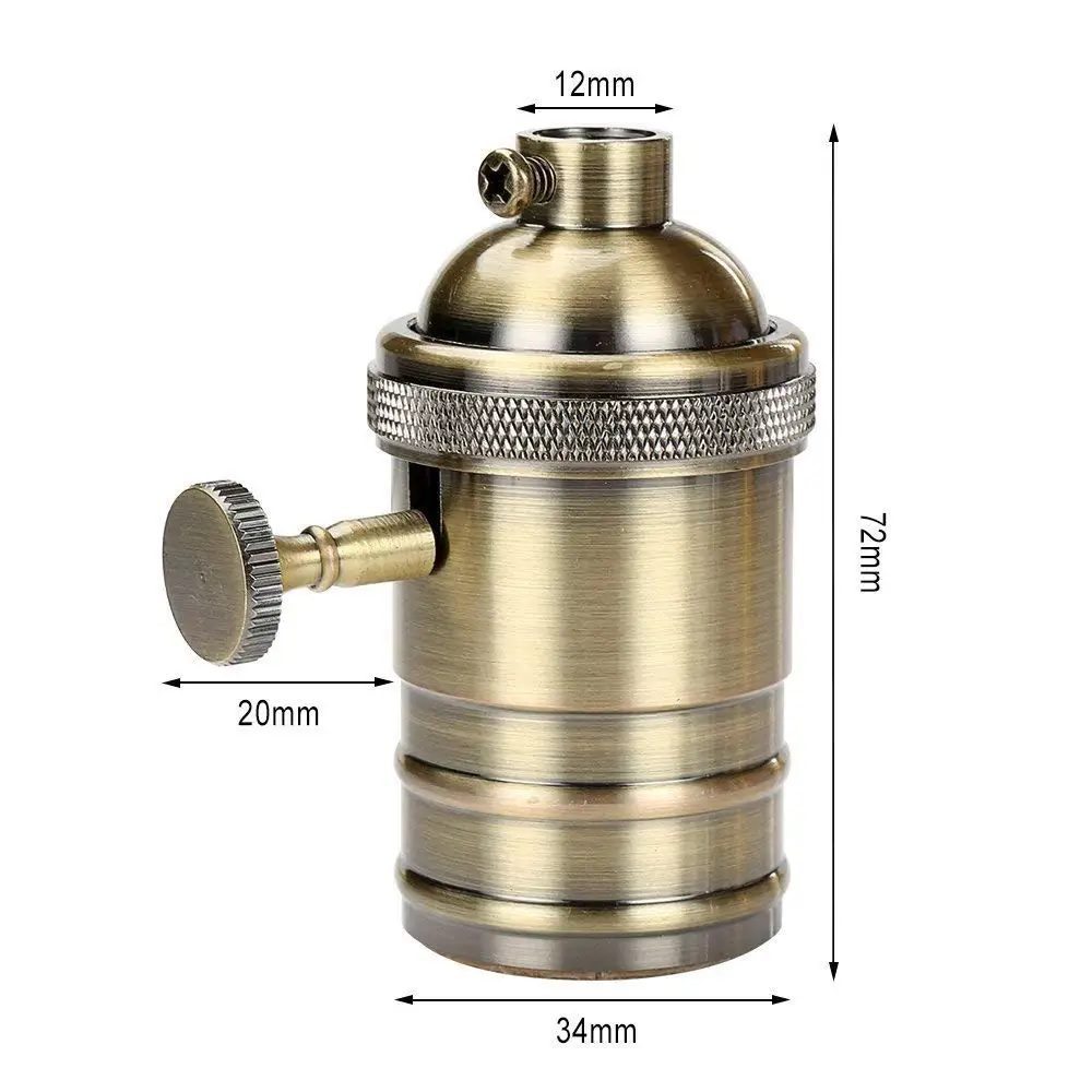 Retro Koper Diy Lamphouder Met Schakelaar E26 E27 Edison Vintage Verlichting Schroef Socket Antieke Messing Lamphouder Armatuur