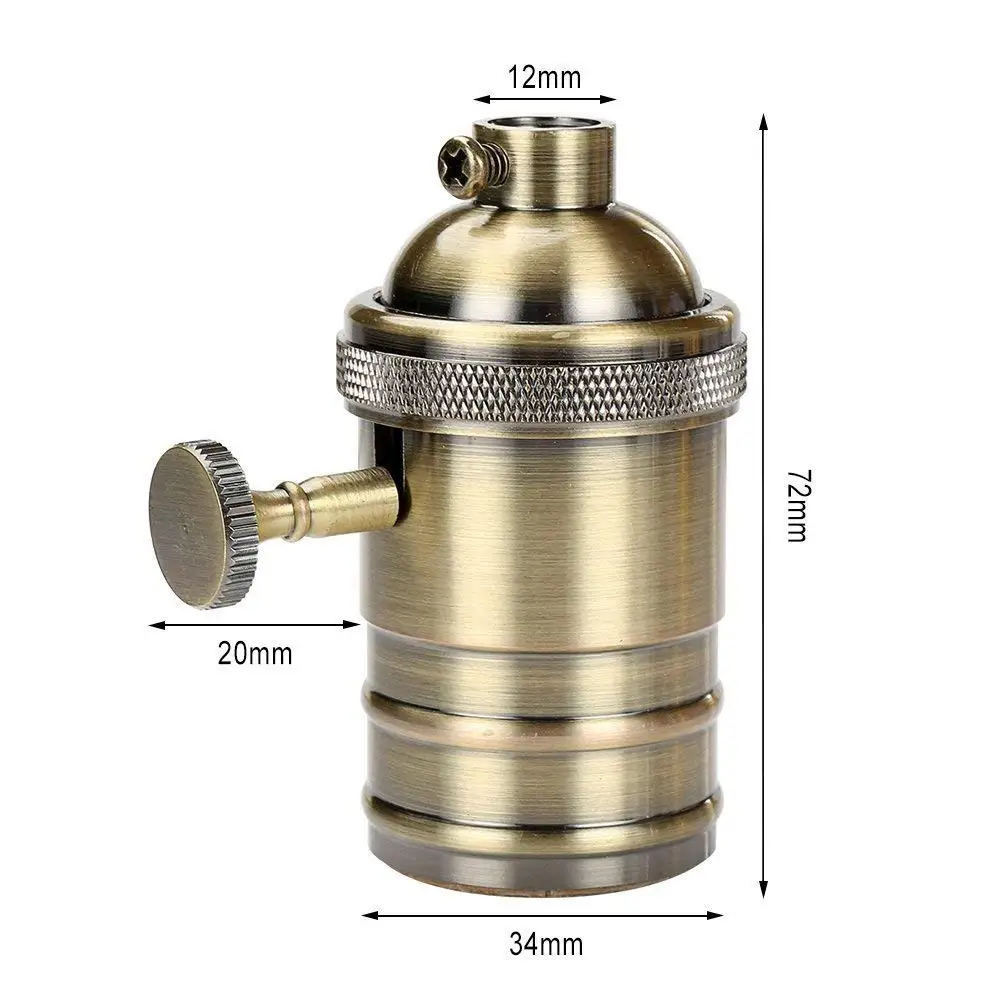 레트로 구리 DIY 램프 홀더 스위치 E26 E27 에디슨 빈티지 조명 나사 소켓, 골동품 황동 램프 홀더 고정 장치
