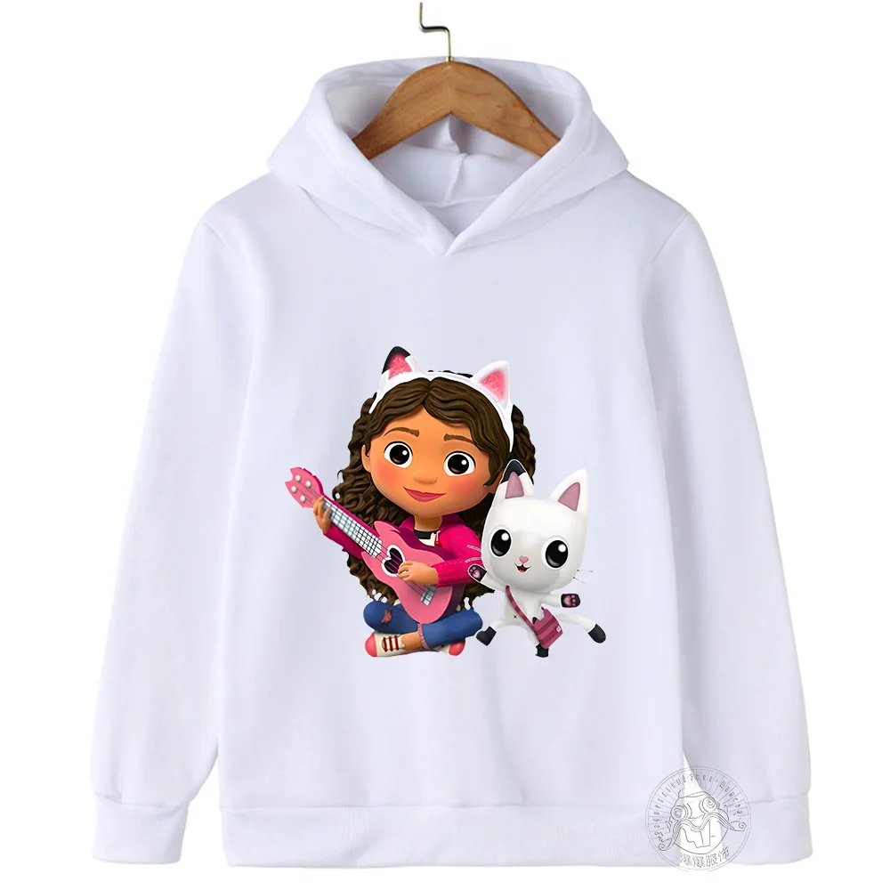 Gabby Cats Creative Printed Hoodie Girls Gabbys Dollhouse Kawaii Clothing Long Sleeve Sweatshirt 2024 Fall Children's Clothing