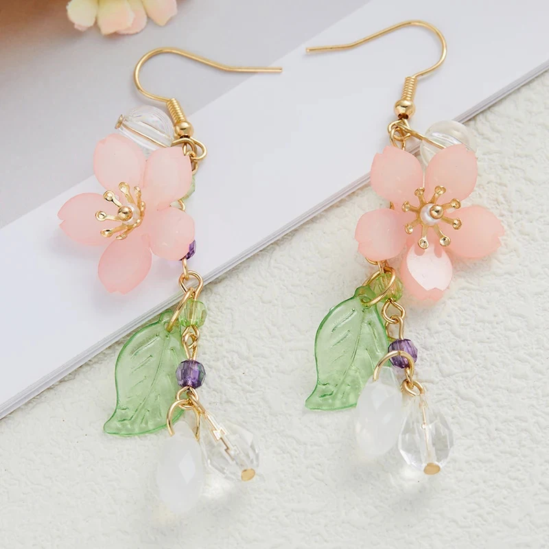 Women's Sweet Pink Flower Drop Earrings