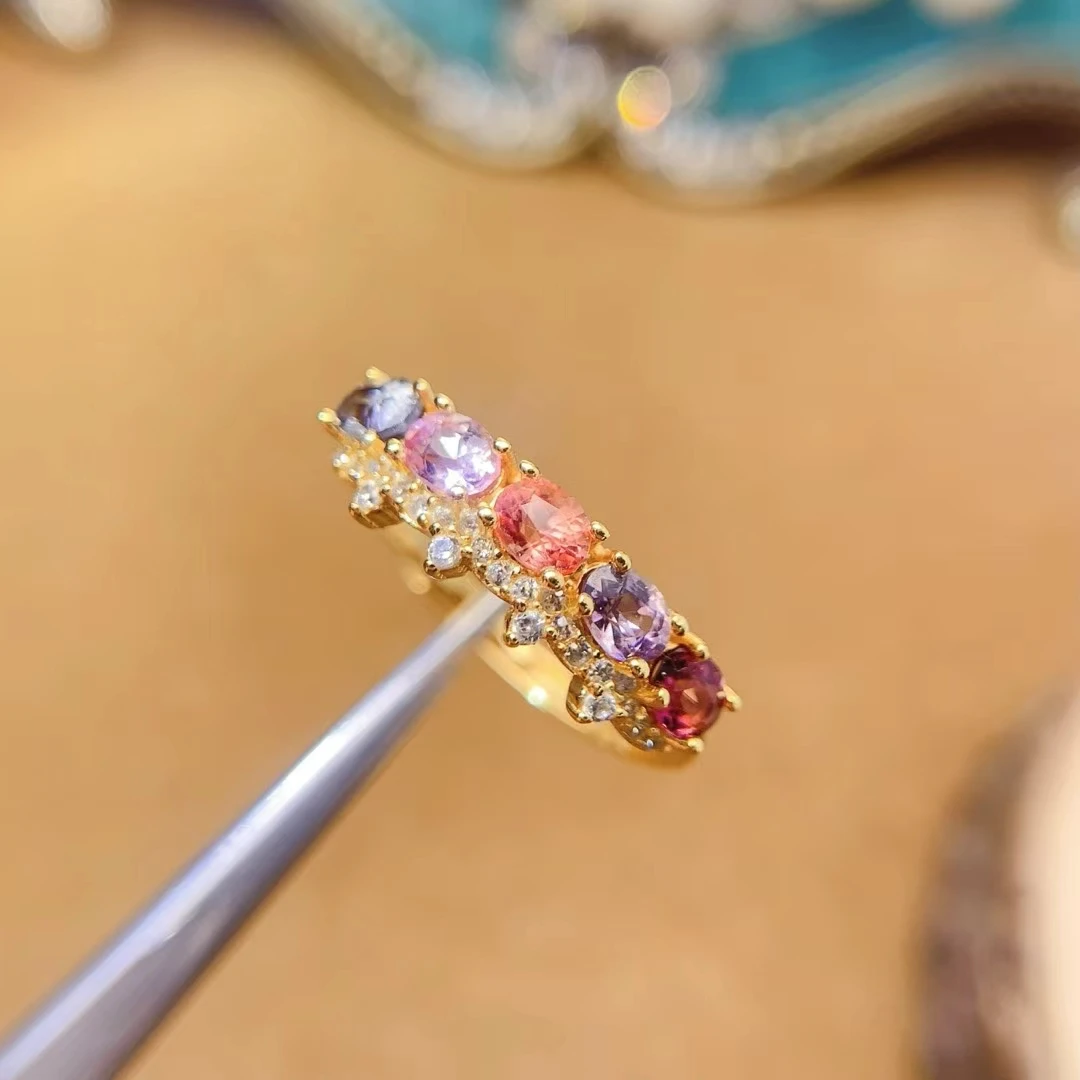 KJJEAXCMY Natural Spinel Ring S925 silver , electroplated locking color process, high clarity Full of luster Support testing