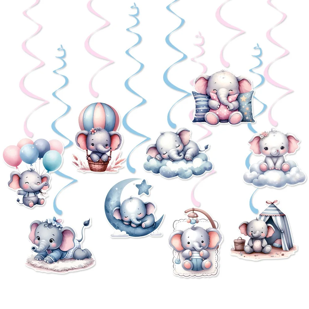 الأزرق الوردي الفيل كب كيك توبر الاطفال حفلة عيد ميلاد كعكة الديكور استحمام الطفل تفضل الجنس تكشف لوازم كعكة الحفلات #4