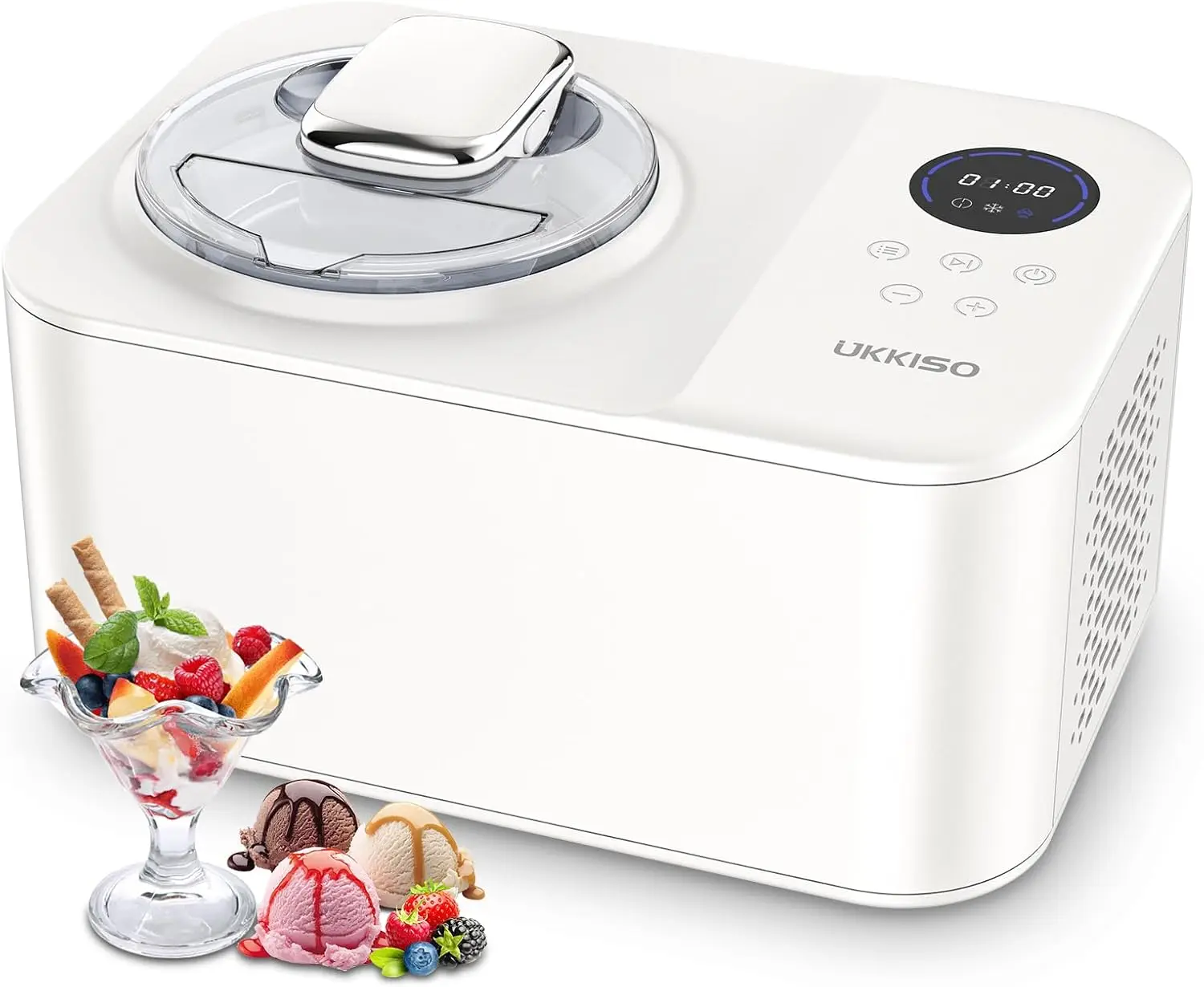 

1.2L Automatic Ice Cream Maker Machine with LCD Display, Stainless Steel Homemade Ice Cream Maker Machine