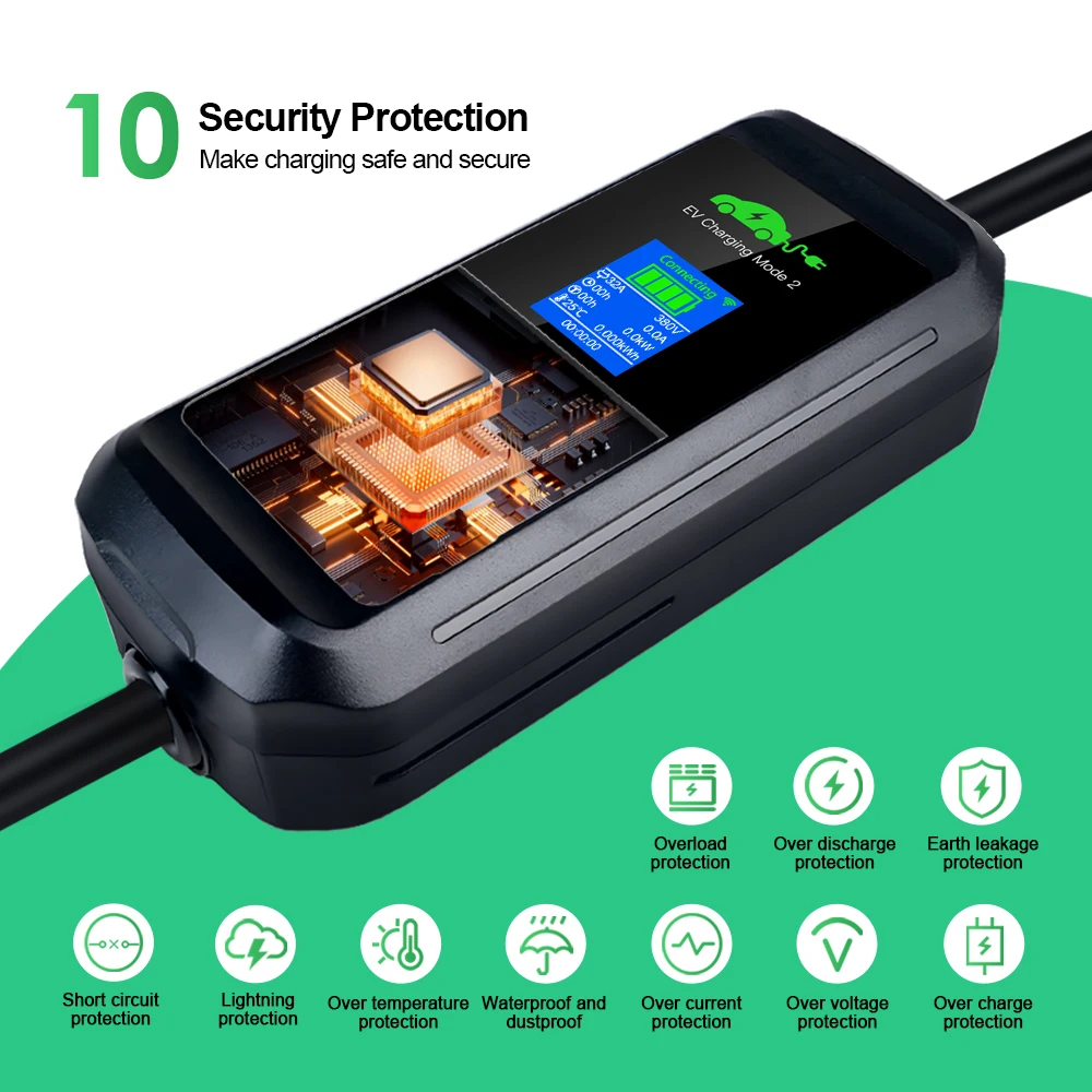 Kolanky 6/8/10/13/16A 11KW 32A 7.2KW شاحن مركبة كهربائي محمول نوع 2 APP Wifi مجموعة التحكم وقت الشحن PHEV Hybrid 5M