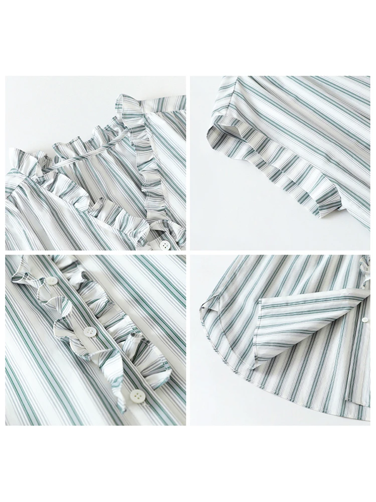 CHIC VEN-camisas holgadas informales de algodón con borde con volantes para mujer, camisa blanca de manga corta, blusas femeninas para verano 2025