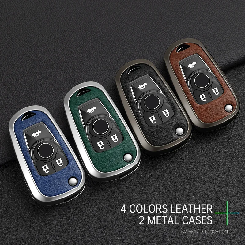 Zinc Alloy Leather Car Key Case Cover for Opel Vauxhall Astra K Corsa E Turbo Case For Buick VERANO ENCORE GX GL6 2015-2020