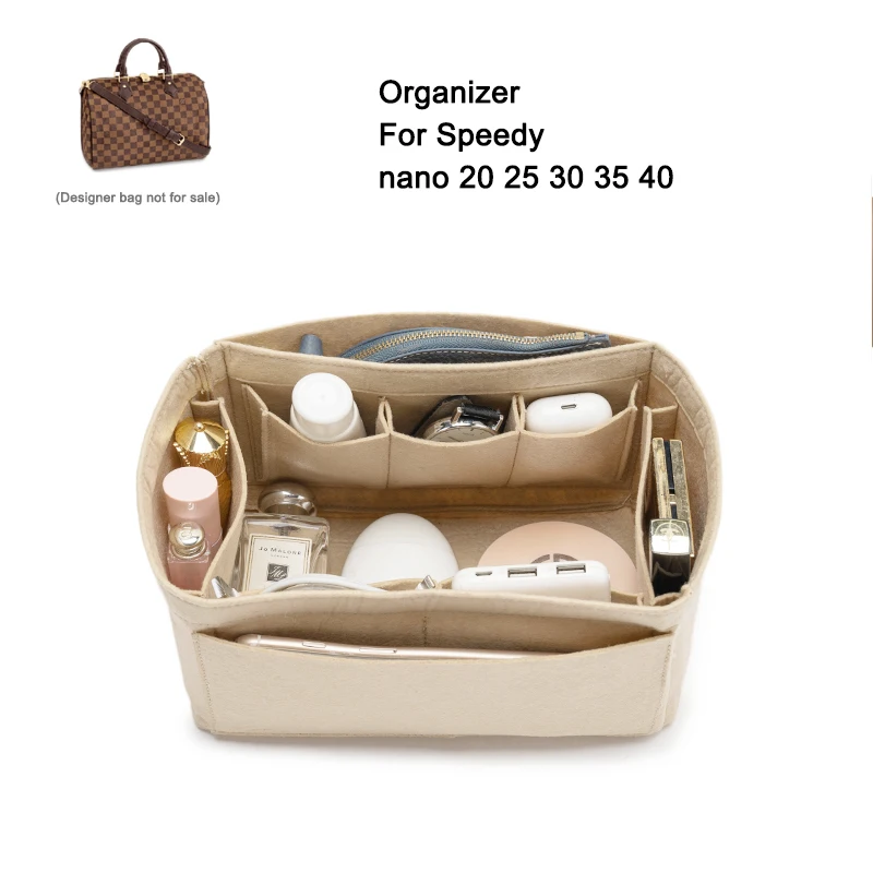 EvaluInsert-Sac à cosmétiques en feutre pour femme, organisateur de sac à main, fourre-tout Shaper, poudre adaptée à Speedy Character20, 25, 30, 35, 40