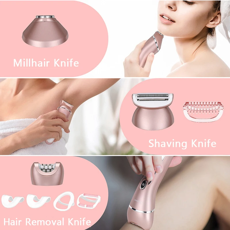 Epilator for Women 3 in 1 Electric Razor with Facial Hair Remover for Women Face Legs Arms Bikini Cordless Rechargeable Wet Dry