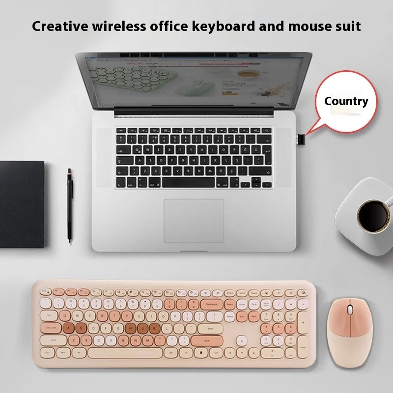 Mofii 666 Wireless Keyboard And Mouse Set Cute Girl Mixed Color Computer Laptop Office Typing Smart Power Saving