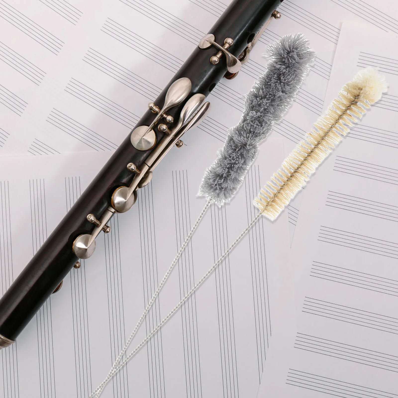 

2pcs Flute Cleaning Brushes Fine Cotton Bamboo Fiber Universal For Inside Deep Cleaning Portable Lightweight Maintenance Tool
