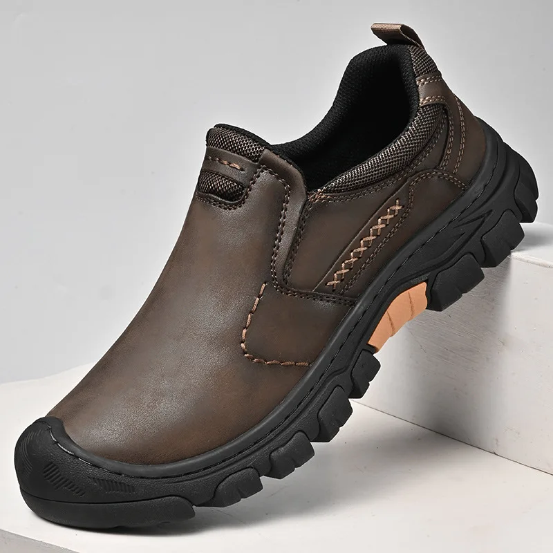 Mens High Quality Sneakers Men's Leather Stylish Loafers Non Slip Men's Driving Flats Outdoor Slip on Male Casual Shoes 2026 New