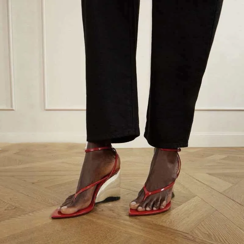 2026 Summer Sexy Transparent Wedge Toe Sandals, Versatile European and American Women's Fashion Show Banquet Buckle Strap Shoes view 6