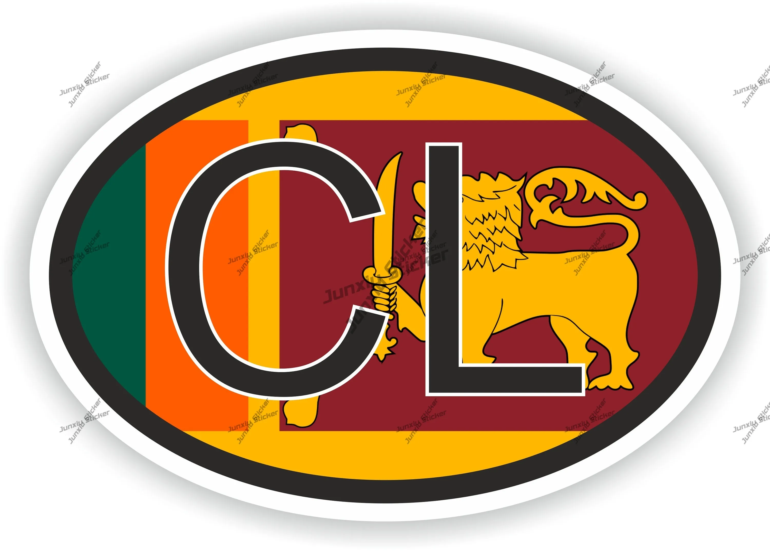 

Srilank Sri Lanka Cl Flag Country Code Oval Sticker Accessories For The Car Body Film Pegatinas De Coche Scratch-proof Sunscreen