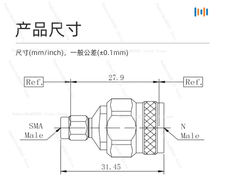 N male to SMA male adapter 18GHz RF adapter, coaxial connector N-SMA-JJ