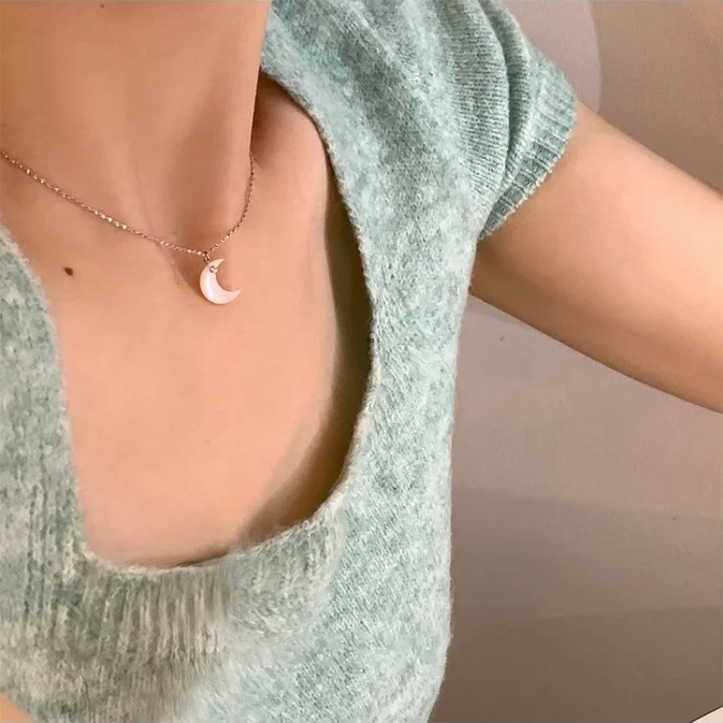 PANJBJ 925 Sterling Silber Unregelmäßige Shell Halskette für Frauen Minimalismus Mode Design Trend Süße Schmuck Geschenk Dropshipping – Detail 40