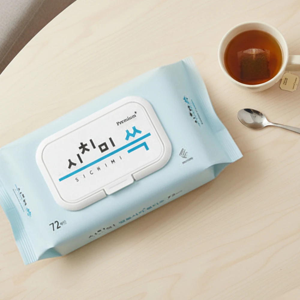 시치미 쓱 병풀시카 플러스 대용량 아기물티슈 캡형 72매 70gsm 10팩 - 1