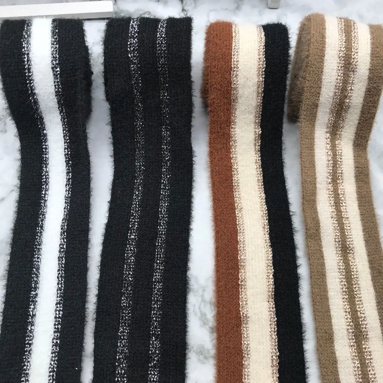 

Plush pants side strips decorative webbing clothing accessories DIY intercolored gold and silver wool horizontal pull needle