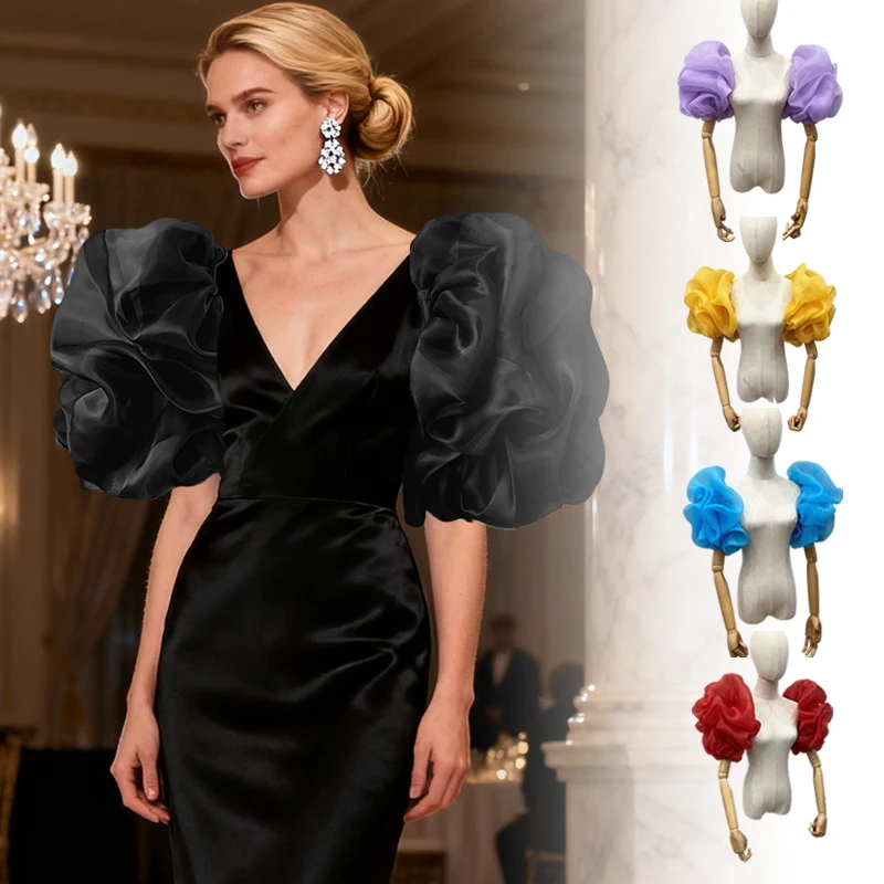 

Removable Puffy Short Lantern Sleeves for Bride Wedding Dress Stage Dance Performance Party Accessory Dance Costume